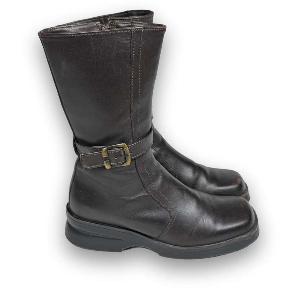 VINTAGE 90s L.L. BEAN Brown Leather Square Toe Buckle Boots Women’s 8M